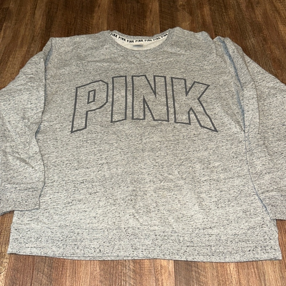 VS PINK Heathered‎ Gray sweatshirt size L EUC